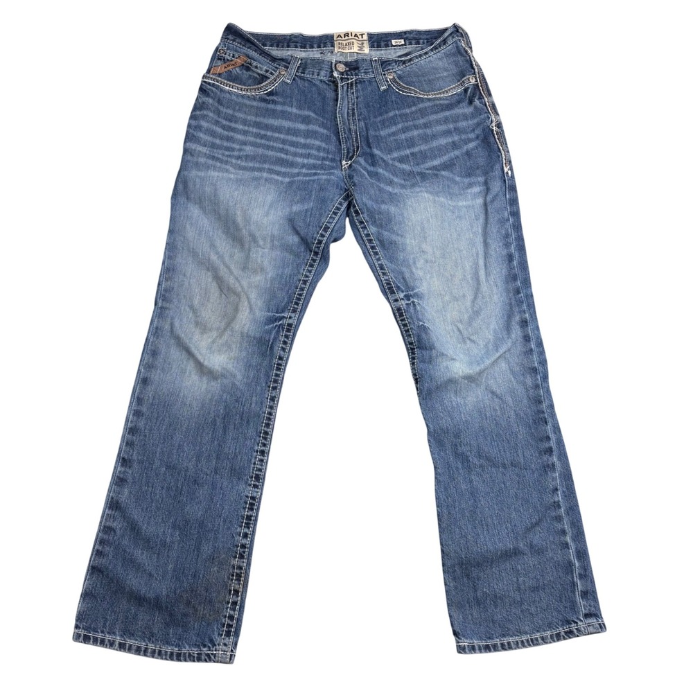 Ariat M4 Relaxed Boot Cut Jeans Mens 36x34 Blue Denim Medium Wash Workwear 1208
